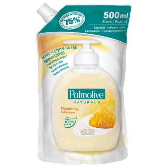 Rezerva Sapun Lichid PALMOLIVE Milk & Honey, Cantitate 500 ml, Parfum de Miere, Rezerve de Sapun Lichid, Rezerve de Sapunuri Lichide, Rezerve Sapun pentru Recipiente cu Pompita, Rezerva Sapun pentru Maini Uscate