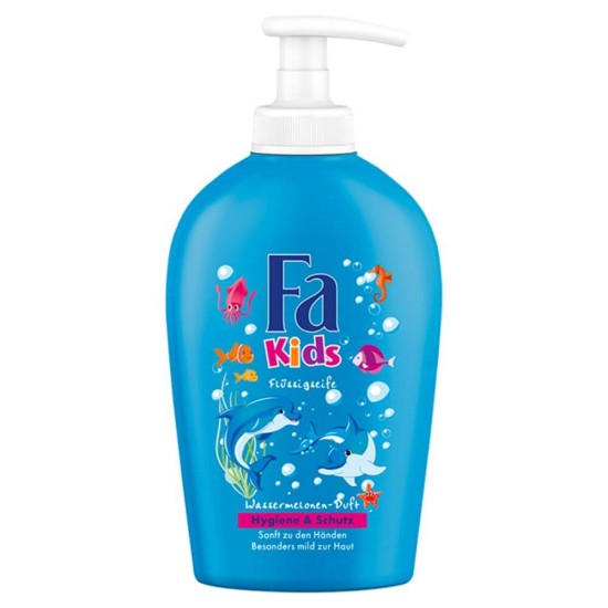 Sapun Lichid FA Kids, 250 ml, Antibacterian, Pepene Rosu, Recipient cu Pompita, Fa Kids Hygiene & Protection, Sapun Lichid de Maini pentru Copii, Sapun Lichid cu Efect Antibacterian, Sapunuri Lichide cu Parfum de Pepene Rosu