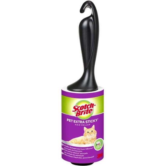 Roller Scame Extra Adeziva SCOTCH BRITE, 48 de Folii Pretaiate, Roller de Scame, Roller pentru Scame, Roller Scame Scotch-Bride, Rola Adeziva Scame, Role Adeziva pentru Par, Rola Curatat Par Animale, Rola Lipicioasa, Role Par Pisica