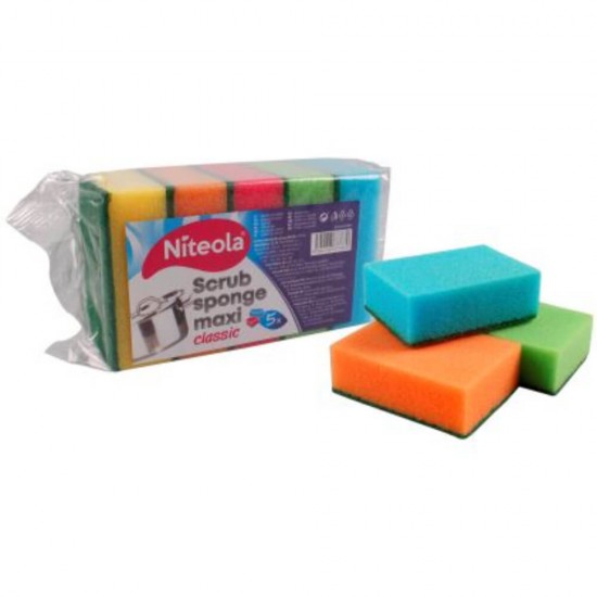 Bureti pentru Bucatarie Niteola Scrub Sponge Maxi, 5Buc/Set, Multicolore, Bureti Bucatarie, Bureti pentru Bucatarie, Bureti Bucatarie Niteola, Bureti Burete Bucatarie, Burete de Bucatarie, Burete Curatenie 