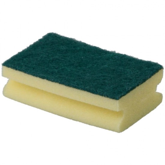 Burete Scotch-Brite Sagomat Jumbo, Spuma Poliuretanica si Fibra Abraziva, Culoare Galbena, Bureti Vase Scotch-Brite, Bureti Simpli de Vase, Bureti pentru Vase, Bureti pentru Spalat Vasele, Bureti Curatare Vase