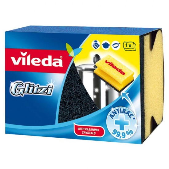 Burete Abraziv de Vase Vileda Glitzi, Spuma Poliuretanica si Fibra Abraziva, Bureti pentru Uz Profesional, Vileda Bureti Profesionali de Vase, Burete Profesional de Bucatarie, Bureti de Spalat Vasele,  Burete pentru Curatare Bucatarie