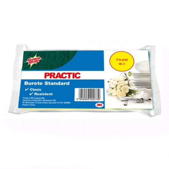 Burete SCOTCH BRITE Clasic XXL, 3 la pret de 2, Galben, Burete Vase, Burete Bucatarie, Bureti de Vase, Burete pentru Vase, Bureti Clasici de Vase, Burete Vase Scotch-Brite, Bureti Vase Scotch-Brite