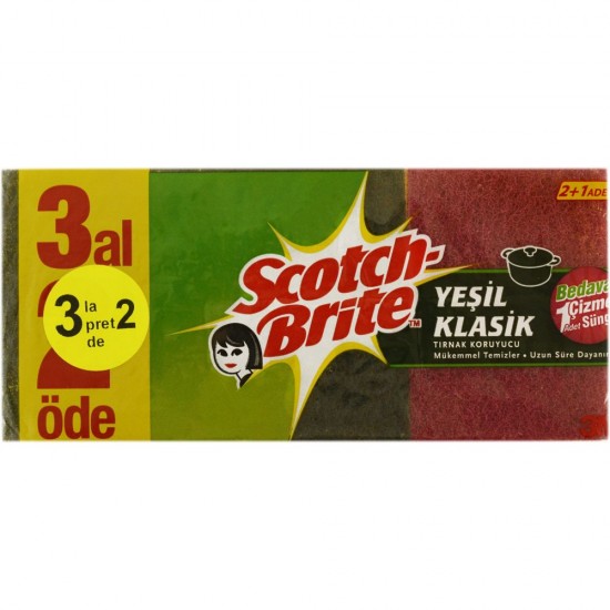 Bureti SCOTCH BRITE cu Protectie Unghii, 3 la Pret de 2, Burete Bucatarie, Bureti de Vase, Burete pentru Vase, Bureti Clasici de Vase, Burete Vase Scotch-Brite, Bureti Vase Scotch-Brite