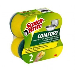 Bureti SCOTCH BRITE Ergonomic Confort de Bucatarie, 2 Buc/Set, Spuma Poliuretanica si Fibra Abraziva, Burete din Spuma Poliuretanica, Burete Fibra Abraziva, Burete Vase Ergonomic, Burete Vase, Bureti Vase, Burete Curatenie,