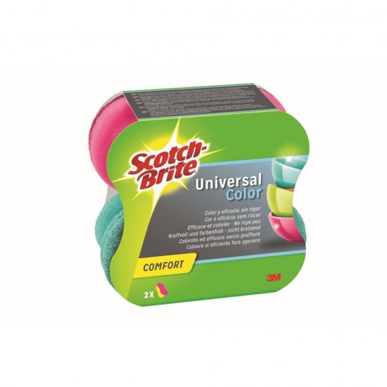 Burete SCOTCH BRITE Delicat Color, 2 Buc/Set, Burete Vase, Burete Bucatarie, Bureti de Vase, Burete pentru Vase, Bureti Clasici de Vase, Burete Vase Scotch-Brite, Bureti Vase Scotch-Brite