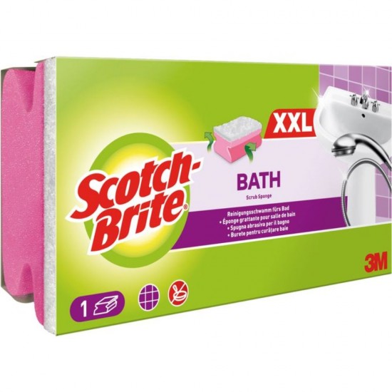 Burete SCOTCH BRITE Clasic XXL cu Protectie Unghii pentru Baie, Alb/Roz, Burete Vase, Burete Bucatarie, Bureti de Vase, Burete Vase, Bureti Clasici de Vase, Burete Vase Scotch-Brite, Bureti Vase Scotch-Brite