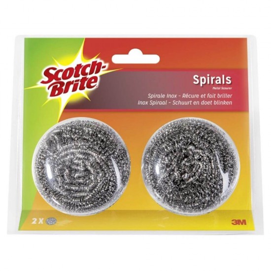 Bureti Metalici Premium SCOTCH BRITE Tip Spira, 2 Buc/Set, in Blister, Bureti Metalici Scotch Brite, Burete Metalic Scotch Brite, Burete Metalic Spirala, Bureti Metalici Spirala, Spalatoare Metalica pentru Vase