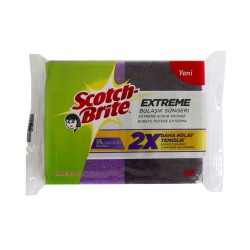 Bureti SCOTCH BRITE Putere Extrema cu Protectie Unghii, 2 Buc/Set, Spuma Poliuretanica si Fibra Abraziva, Burete din Spuma Poliuretanica, Burete Fibra Abraziva, Burete Vase Ergonomic, Burete Vase, Bureti Vase