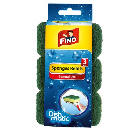 Rezerva Burete, Fino, Dishmatic, 3 Buc/Set, Culoare Verde/Bej, Burete de Bucatarie Fino, Rezerva Dishmatic Fino, Burete Dishmatic, Burete de Vase Colorat, Rezerva Burete cu Maner, Rezerve Bureti cu Maner