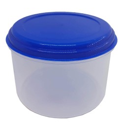 Cutie Alimente Condimente Inalta Rotunda, Capacitate 1.3 L, Culoare Recipient Incolor, Capac Albastru, Cutie pentru Mancare, Cutie pentru Alimente, Cutie cu Capac Albastru pentru Alimente, Recipient pentru Alimente; Cutii Depozitare, Caserole Mancare