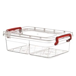 Cutie Depozitare Alimente STERK, Compartimentata, Capac si Manere, Plastic Transparent, Cutii din Plastic Depozitare Alimente, Cutie Bicompartimentata Alimentara din Plastic, Caserole din Plastic pentru Alimente, Cutii Depozitare cu Capac pentru Alimente