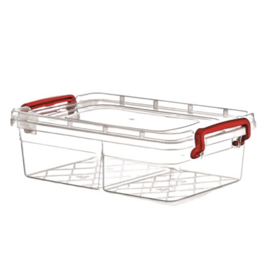 Cutie Depozitare Alimente STERK, Compartimentata, Capac si Manere, Plastic Transparent, Cutii din Plastic Depozitare Alimente, Cutie Bicompartimentata Alimentara din Plastic, Caserole din Plastic pentru Alimente, Cutii Depozitare cu Capac pentru Alimente