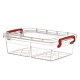 Cutie Depozitare Alimente STERK, Compartimentata, Capac si Manere, Plastic Transparent, Cutii din Plastic Depozitare Alimente, Cutie Bicompartimentata Alimentara din Plastic, Caserole din Plastic pentru Alimente, Cutii Depozitare cu Capac pentru Alimente