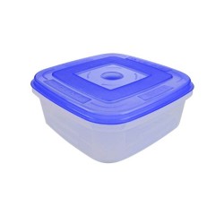Cutie Alimente Bella, 1L, 14x14x6 cm, Capac Albastru, Caserole Depozitare Alimente, Caserole Alimentare cu Capace din Plastic, Caserole din Plastic cu Capac, Caserola cu Capac, Cutii din Plastic pentru Depozitare si Pastrare Alimente