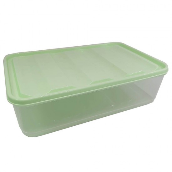 Cutie Bella Dreptunghiulara, Cutie pentru Alimente, Capacitate 7 L, Dimensiune 44x26x8.5 cm, Culoare Recipient Incolor, Capac Verde, Cutie Alimente, Cutie Alimente Plastic cu Capac Bella