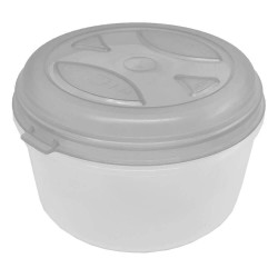 Cutie Alimente Mare Rotunda, 0.5 L, Recipient Incolor, Capac Alb, Cutie Alimente Plastic cu Capac Alb, Caserola din Plastic, Cutii din Plastic pentru Mancare, Caserola Alimentara din Plastic, Recipient Alimentar Rotund, Cutie Rotunda Alimentara