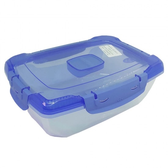 Cutie Alimente Clip, 0.7 L, 18.5x14x5 cm, Capac Albastru, Cutii din Plastic Depozitare Alimente, Cutie Alimentara din Plastic, Caserole din Plastic pentru Alimente, Cutie Alimente cu Sistem de Inchidere Clip, Cutii Depozitare cu Capac pentru Alimente
