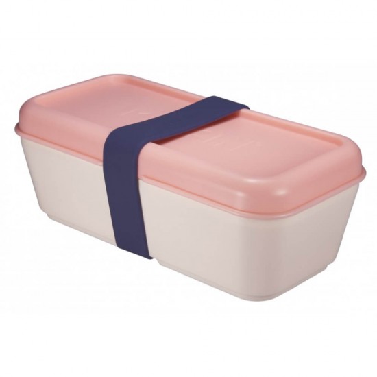 Cutie pentru Alimente Milan, 0.75 ml, 2 Comparimente Reglabile, Curea de Silicon, Plastic, Capac Roz, Caserola pentru Alimente, Cutie Compartimentata pentru Mancare, Cutie Alimentara din Plastic, Caserole Alimentare din Plastic, Cutie Alimentara cu Capac