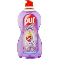 Detergent pentru Vase Lichid PUR Power 5 Lavender, 450 ml,Parfum de Lavanda, Pur Detergent de Vase, Detergent de Vase Manual, Detergent Lichid pentru Vase, Degresant pentru Vase, Detergent Impotriva Grasimilor, Solutii Curatare Vase