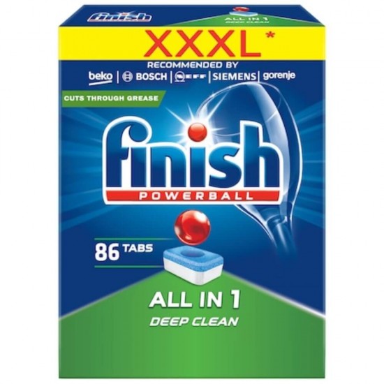 Detergent pentru Masina de Vase FINISH, All in One Deep Clean, 86 Tablete, Detergenti pentru Masinile de Vase, Detergent Capsule pentru Masina de Vase, Detergent pentru Masina de Curatat Vasele, Detergent Vase Finish