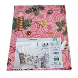 Fata de Masa DAFIN, 140x90 cm, Ornamente Craciun, Roz, Fata de Masa Decorativa Craciun, Fete de Mese pentru Craciun, Fata de Masa cu Modele de Craciun, Fata de Masa cu Modele Decorative Craciun, Fete de Mese pentru Sarbatori Craciun, Fata de Masa Craciun