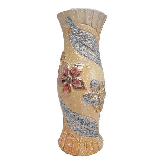 Vaza Inalta Ceramica, 11x30 cm, Portocalie, Model Floral, Vaze Inalte din Ceramica, Vaze si Boluri Decorative, Vaze Decorative pentru Flori, Vaza Decorativa Flori, Articole Decorative pentru Casa, Vaza din Ceramica cu Model