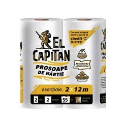 Prosop Hartie EL CAPITAN, 2 Straturi, 2 Buc/Set, 250 Foi/Rola, Celuloza Pura, Rola Servetele Hartie, Prosoape Hartie si Servetele, Prosoape Unica Folosinta