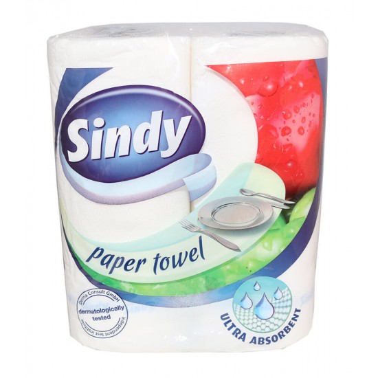Prosop Hartie Sindy 2 Straturi, 2 Buc/Set, 50 Foi/Rola, Celuloza Pura, Rola Servetele Hartie, Prosoape Hartie si Servetele, Prosoape Unica Folosinta