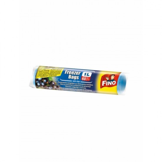 Pungi pentru Congelator Fino, 1L, 60 Buc/Set, 18x25 cm, Fino Pungi pentru Congelator, Pungi pentru Congelarea Alimentelor, Pungi Fino pentru Congelare, Pungi Alimentare Groase, Pungi Alimentare Rezistente, Pungi Congelare Carne