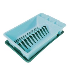 Scurgator de Vase si Tacamuri STERK Select, 42x26x10 cm, cu Tavita, Albastru, Scurgator pentru Tacamuri si Farfurii, Suport Uscator Tacamuri si Vase, Suport Scurgator pentru Vase, Suport Uscator Bucatarie