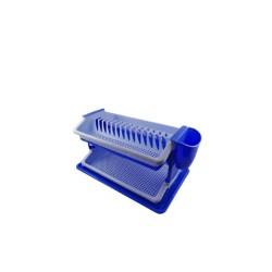 Scurgator Etajat Vase si Tacamuri STERK, 25x30x32 cm, cu Tavita, Albastra, Scurgator Etajat pentru Tacamuri si Farfurii, Suport Uscator Tacamuri si Vase, Suport Scurgator pentru Vase, Suport Uscator Bucatarie