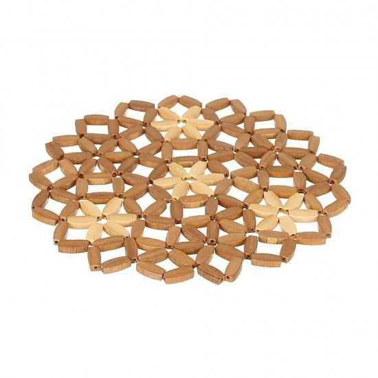 Suport Bambus pentru Vase Fierbinti, 17x17x0.5 cm, Suport Lemn pentru Vase, Platou din Lemn pentru Vase Fierbinti, Accesorii Bucatarie, Suporturi Lemn Bambus pentru Asezarea Vaselor Fierbinti, Suporturi din Lemn Bambus pentru Vase si Farfurii