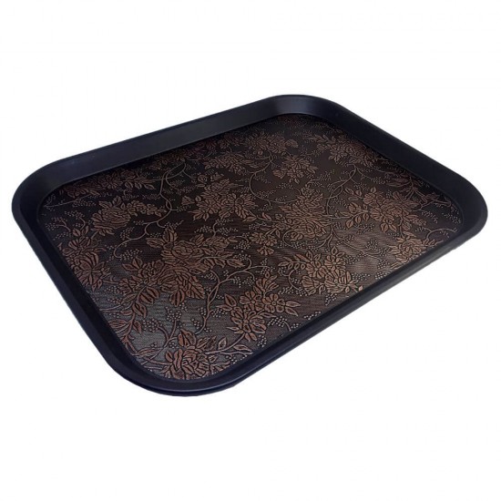 Tava Dreptunghiulara 05, 40x32 cm, Model Floral, Maro, Tavi de Metal pentru Servire, Suport de Vase, Tava Metal pentru Autoservire, Tava pentru Autoservire, Tavi Metal pentru Baruri si Restaurante, Tavi Metalice pentru Transport Alimente