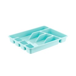 Suport Tacamuri  STERK, 32x27x4 cm, 5 Compartimente, pentru Sertar, Plastic Turcoaz, Suporturi de Plastic pentru Depozitarea Tacamurilor in Sertar, Suport Plastic de Sertar pentru Tacamuri,  Suporturi Compartimente Sertar pentru Tacamuri