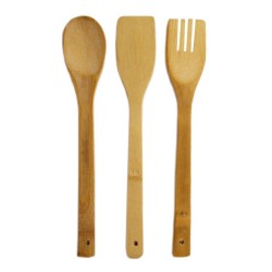 Set 3 Tacamuri Bucatarie, Bambus, Furculita, Lingura, Spatula, Tacamuri din Lemn Bambus, Instrumente pentru Gatit din Lemn, Furculita din Lemn Bambus, Lingura din Lemn Bambus, Kit Tacamuri din Lemn, Ustensile Bucatarie