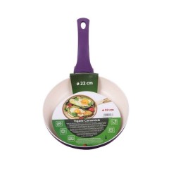 Tigaie Aluminiu, Diametru 22 cm, Invelis Ceramic, Strat Antiaderent, Maner din Bachelita, Culoare Mov, Tigai Antiaderente, Tigai Invelis Ceramic, Tigaie Antiaderenta, Tigai din Aluminiu Invelis Ceramic, Tigaie Invelis Ceramic