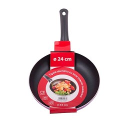 Tigaie Aluminiu, Diametru 24 cm, Invelis Neaderent si Strat Neaderent, Maner din Bachelita, Culoare Mov, Tigai Aluminiu, Tigai Invelis Neaderent, Tigaie Neaderenta, Tigai Neaderente, Tigai din Aluminiu Invelis Neaderent, Tigaie Invelis Neaderent