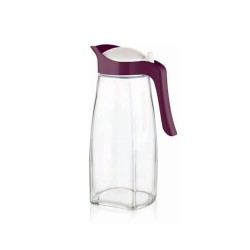 Carafa Sticla cu Capac Miradan, 1.5 L, 10.5x8.5x26.5 cm, Material Sticla cu Capac Plastic Mov, Carafe din Sticla, Carafe Sticla pentru Bauturi 1.5 L, Pahare Sticla 1.5 L, Carafe 1.5 L cu Capac, Recipiente din Sticla pentru Bauturi, Carafe cu Capac 1.5L