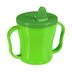 Cana cu Cioc pentru Bebelusi, 8x9 cm, Material Plastic Verde cu Manere, Cani cu Cioc si Manere pentru Bebelusi, Cani Speciale pentru Bebelusi, Cani cu Manere din Plastic si Cioc pentru Bebelusi, Recipiente din Plastic pentru Bebelusi