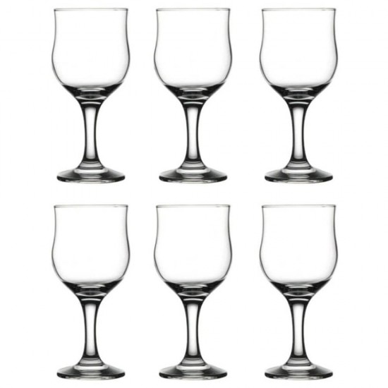 Set 6 Pahare Pasabahce Tulipe, 315 ml, Set Pahare Bar 315 ml, Pahare pentru Sucuri si Apa 315 ml, Set Pahare de Sticla cu Picior, Pahare cu Picior pentru Bauturi, Accesorii pentru Bar, Set Pahare cu Picior din Sticla