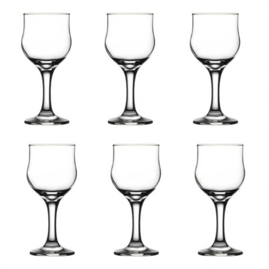 Set 6 Pahare Vin Alb Pasabahce Tulipe, 200 ml, Set Pahare pentru Vin 200 ml, Pahare pentru Vinuri 200 ml, Set Pahare Vin din Sticla cu Picior, Pahare cu Picior pentru Bauturi si Vinuri, Accesorii pentru Bar, Set Pahare cu Picior din Sticla pentru Vin