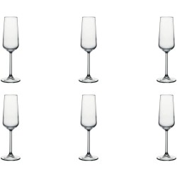 Set 6 Pahare din Sticla Incolora Pasabache Allegra, 195 ml, 226 mm, Pentru Sampanie, Cu Picior, Pahare Sticla Pasabahce, Pahare Cristal Transparente, Pahare Ieftine, Pahare cu Picior pentru Sampanie