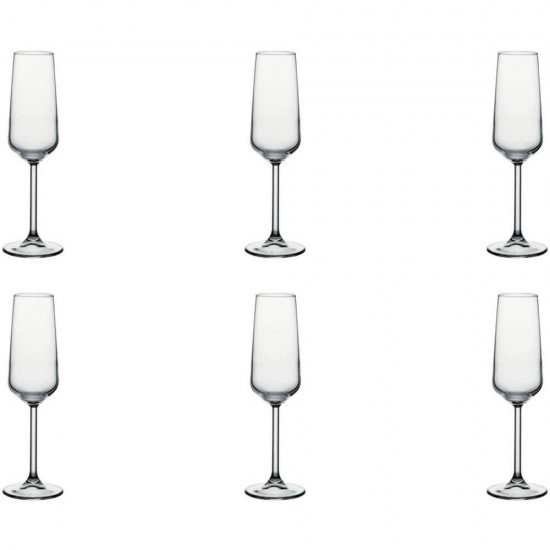 Set 6 Pahare din Sticla Incolora Pasabache Allegra, 195 ml, 226 mm, Pentru Sampanie, Cu Picior, Pahare Sticla Pasabahce, Pahare Cristal Transparente, Pahare Ieftine, Pahare cu Picior pentru Sampanie