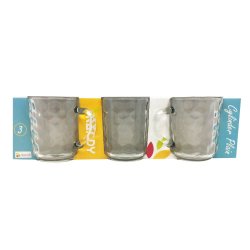 Set 3 Cani Incolore de Sticla Kandil, Model Fagure in Sticla, 240 ml, Cani de Sticla, Cani Transparente, Cani pentru Apa, Cani de Apa, Set Cani, Cana 240 ml, Cana de Sticla, Cana Transparenta, Cana de Apa, Cana Suc, Cana Bauturi, Cana Cafea, Cani Cafea