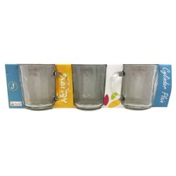 Set 3 Cani Incolore de Sticla Kandil, Model Floricele in Sticla, 240 ml, Cani de Sticla, Cani Transparente, Cani pentru Apa, Cani de Apa, Set Cani, Cana 240 ml, Cana de Sticla, Cana Transparenta, Cana de Apa, Cana Suc, Cana Bauturi, Cana Cafea, Cani Cafea