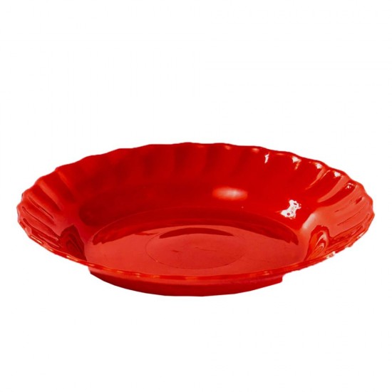 STERK Farfurie Imprimata Adanca Rotunda, 20x3 cm, Rosie, Plastic, Farfurie Rotunda Rosie, Farfurie Rosie, Farfurie Plastic, Farfurie Rotunda, Farfurie Adanca, Farfurie Rotunda Adanca, Vesela Masa, Farfurii Adanci
