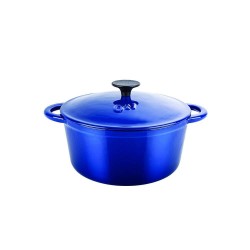 Cratita Fonta Emailata Capac, 20 cm, 2.5 L, 5.2 Kg, Culoare Albastra, Cratita Fonta cu Capac, Cratite din Fonta cu Capac, Cratite pentru Gatit din Fonta, Vase pentru Bucatarie, Ustensile pentru Gatit, Cratita din Fonta Emailata pentru Gatit