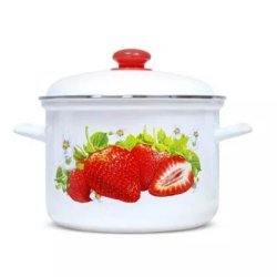 Oala Inalta Email de Bucatarie, 4.5 L, Alb, Model Capsuni, Oala Email, Oala Emailate, Oala de Bucatarie, Oale Email de Bucatarie, Oale Email cu Model, Oale Email de Bucatarie cu Model, Oala Email Albe