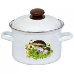 Oala Inalta Email de Bucatarie, 4.5 L, Alb, Model cu Ciuperci, Oala Email, Oala Emailate, Oala de Bucatarie, Oale Email de Bucatarie, Oale Email cu Model, Oale Email de Bucatarie cu Model, Oala Email Albe